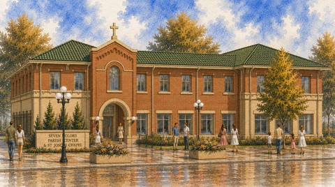 Artist’s rendering of the new Seven Dolors Parish Center and St. Joseph Chapel